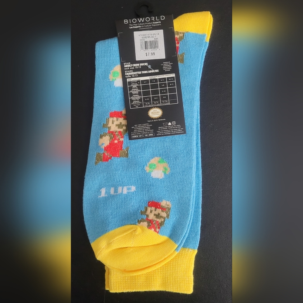 Lot Of 3 Pairs Of Super Mario Bros Adult Crew Socks Size 10-13 New - Picture 4 of 7